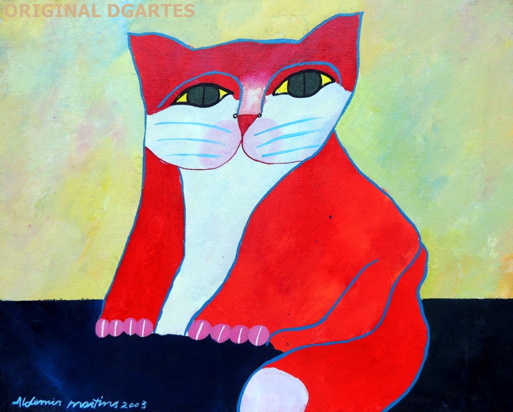 Aldemir Martins - Gato Vermelho - AST - 40 X 50 cm - 2003 - Ref: AM012