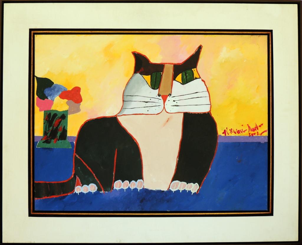 Aldemir Martins - Gato Marrom com Vaso - AST - 60 X 80 cm