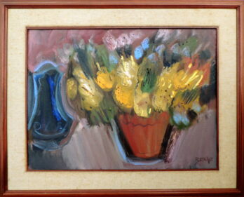 Carlos Bracher - Flores Amarelas e Jarra Azul - OST - 54 X 73 cm