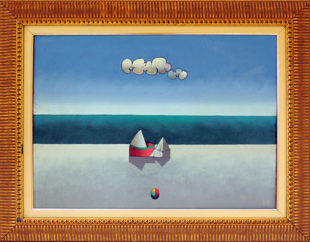 Inos Corradin - Nuvens e Barcos na Praia - OST - 50 X 70 cm
