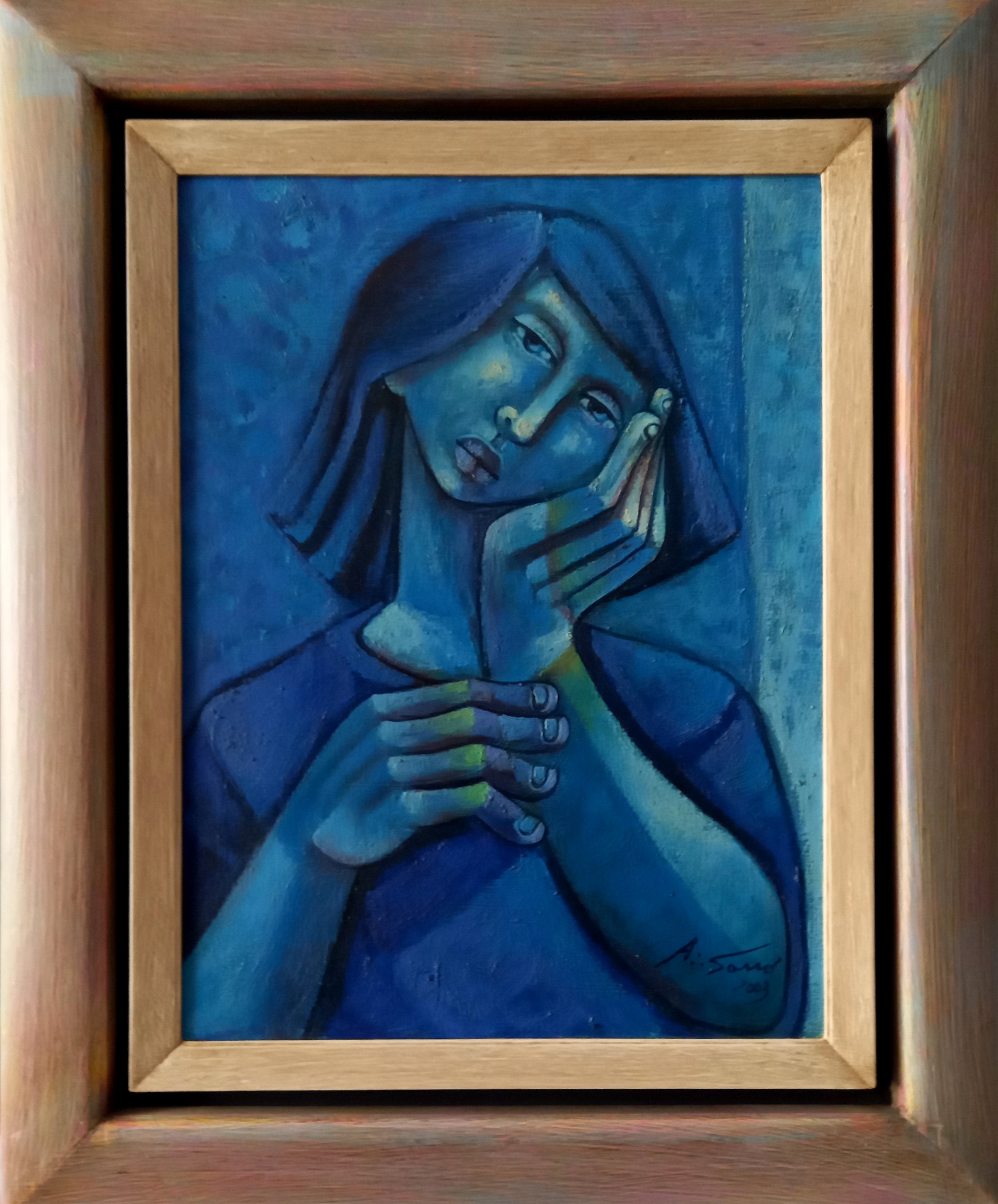 Adélio Sarro - Reflexão Azul - OST - 40 X 30 cm (2003)