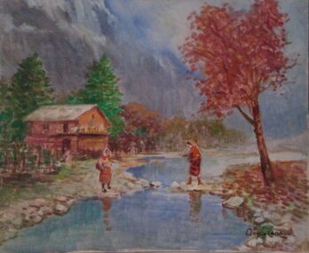 Angelo Cannone - Paisagem nos Alpes - OST - 38 X 45 cm