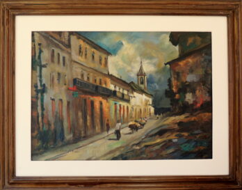 Durval Pereira - Casario com Burrico e Figuras - OST - 50 X 70 cm