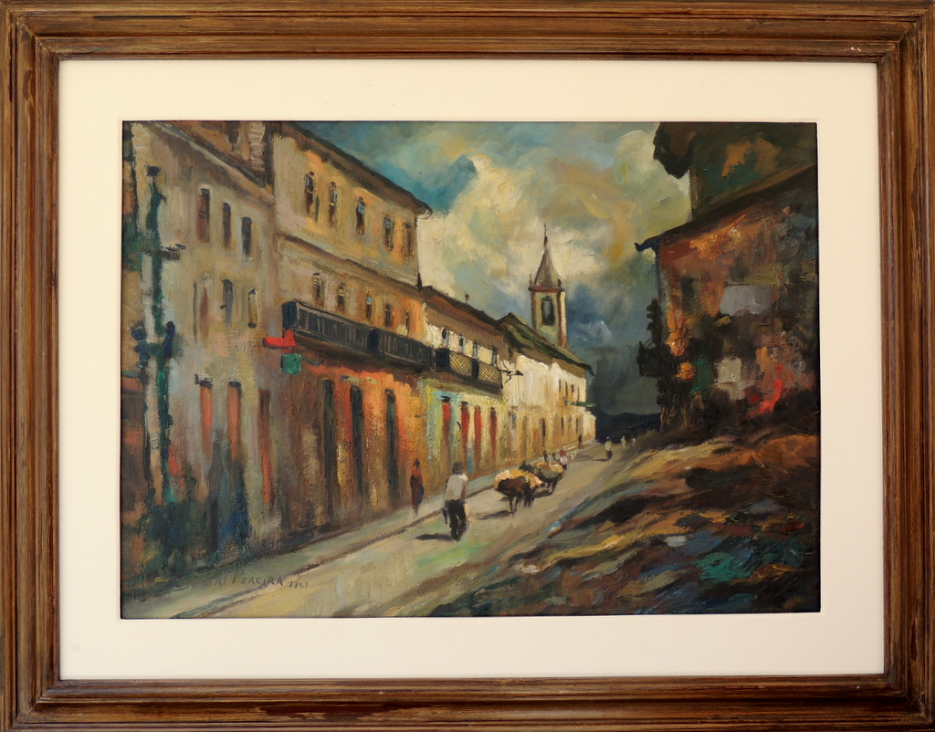 Durval Pereira - Casario com Burrico e Figuras - OST - 50 X 70 cm