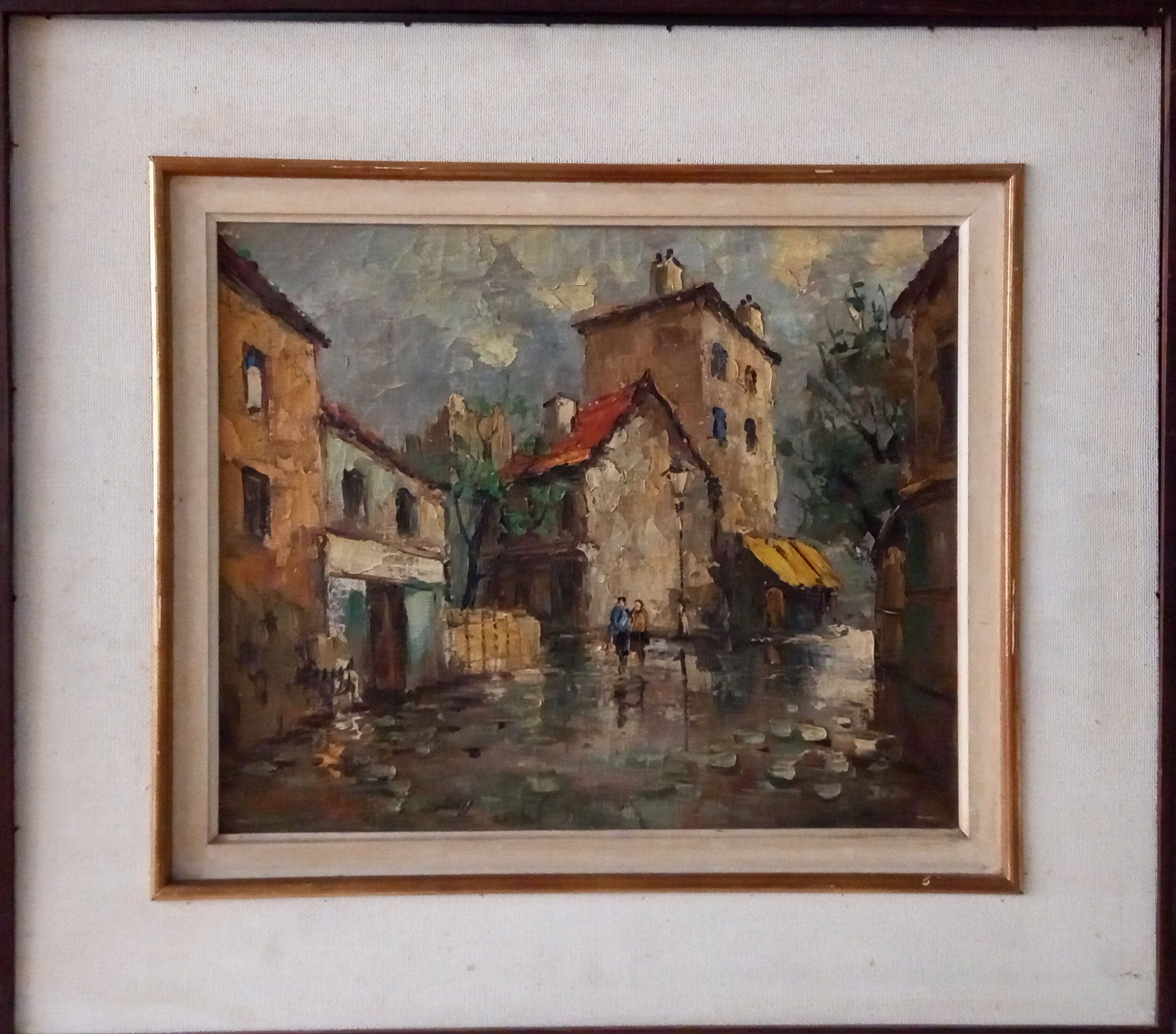 Durval Pereira - Casario com Duas Figuras - OST - 38 X 46 cm