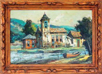 Durval Pereira - Casario com Igreja e Barco - OST - 40 X 60 cm
