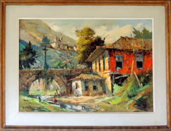 Durval Pereira - Casario com Igreja e Ponte - OST - 70 X 100 cm