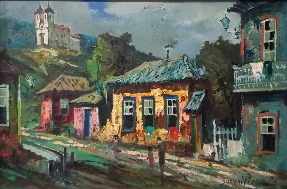 Durval Pereira - Casario com igreja - OST - 40 X 60 cm (1972)