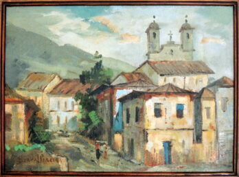 Durval Pereira - Vila com Igreja - OST - 34 X 45 cm