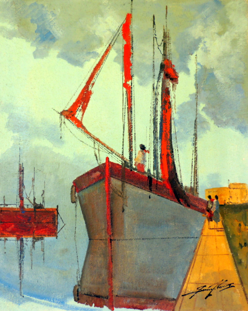 Sansão Pereira - Barco no Cais - OSJ - 100 X 80 cm