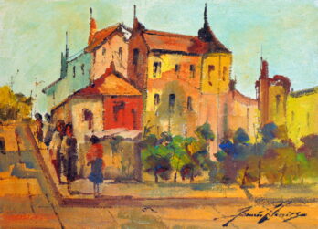 Sansão Pereira - Casario com Figuras - OSJ - 50 X 70 cm