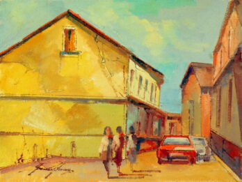 Sansão Pereira - Casario com Figuras - OSJ - 60 X 80 cm
