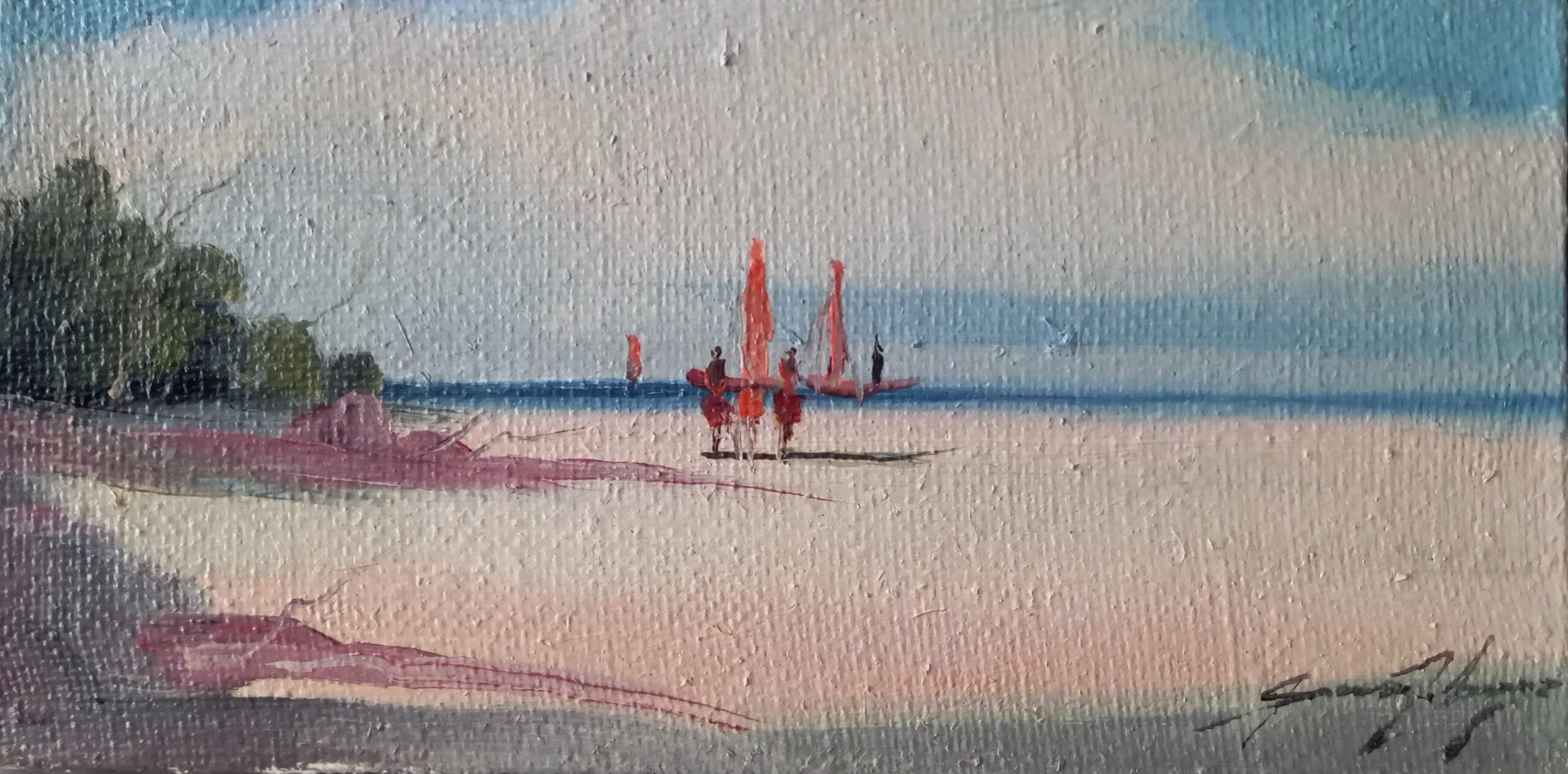 Sansão Pereira - Figuras na Praia - OSJ - 20 X 40 cm