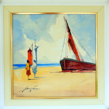 Sansão Pereira - Marinha com Veleiro - OSJ - 60 X 60 cm