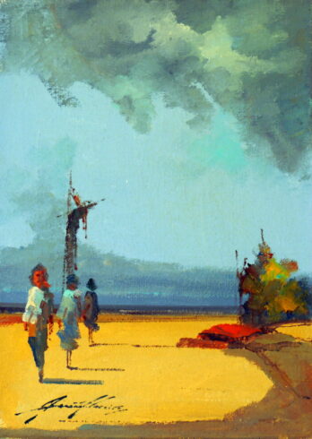 Sansão Pereira - Marinha com Figuras - OSJ - 70 X 50 cm