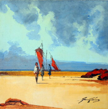 Sansão Pereira - Marinha com Figuras - OSJ - 80 X 80 cm